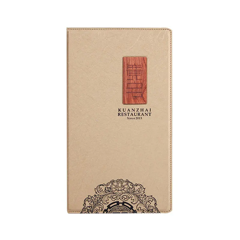 蝴蝶精裝皮革印刷木雕logo菜單
