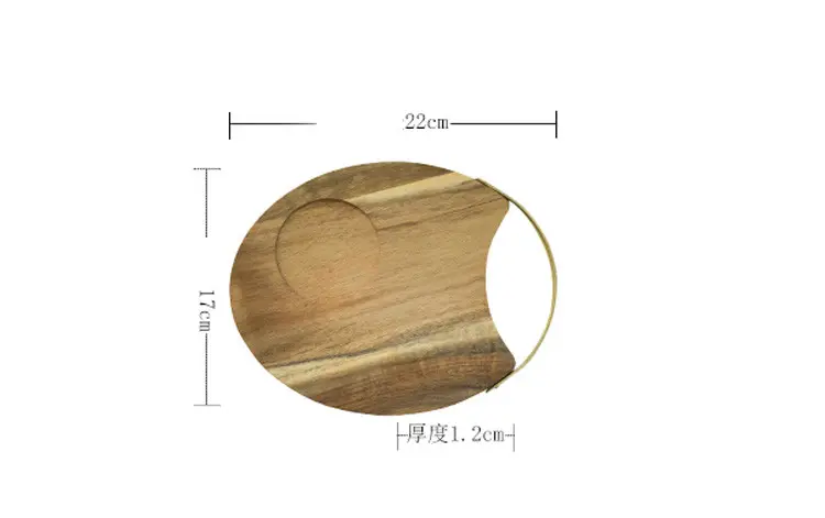 相思木銅金把手橢圓托盤 圖 2