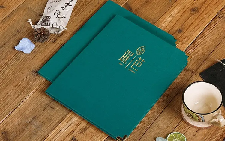 進口麻布燙金內銅釘菜單 圖 2